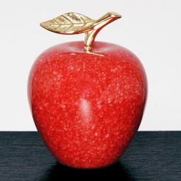 Red Marble Apple with Gold Leaf